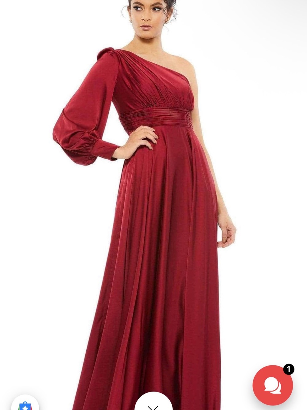 Mac Duggal Style 67866 Red One-Shoulder Satin Gown – Size 2 – NWT